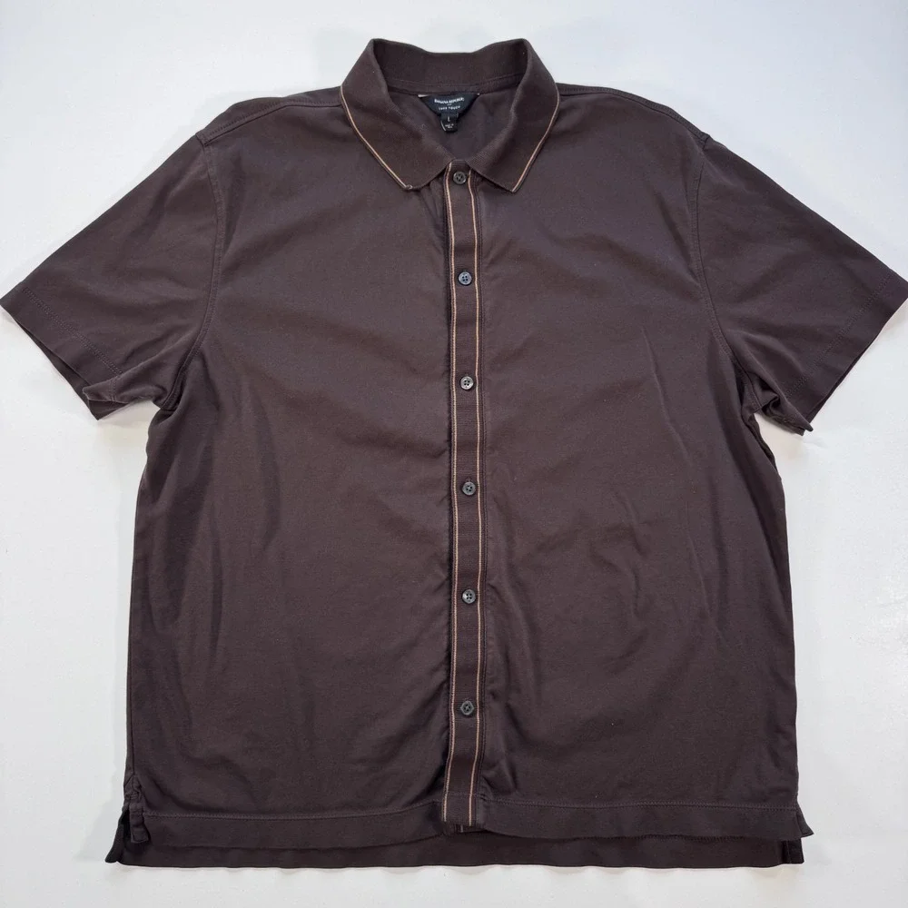 BANANA REPUBLIC Luxury Touch Performance Polo Short Sleeve Shirt Brown Mens Larg